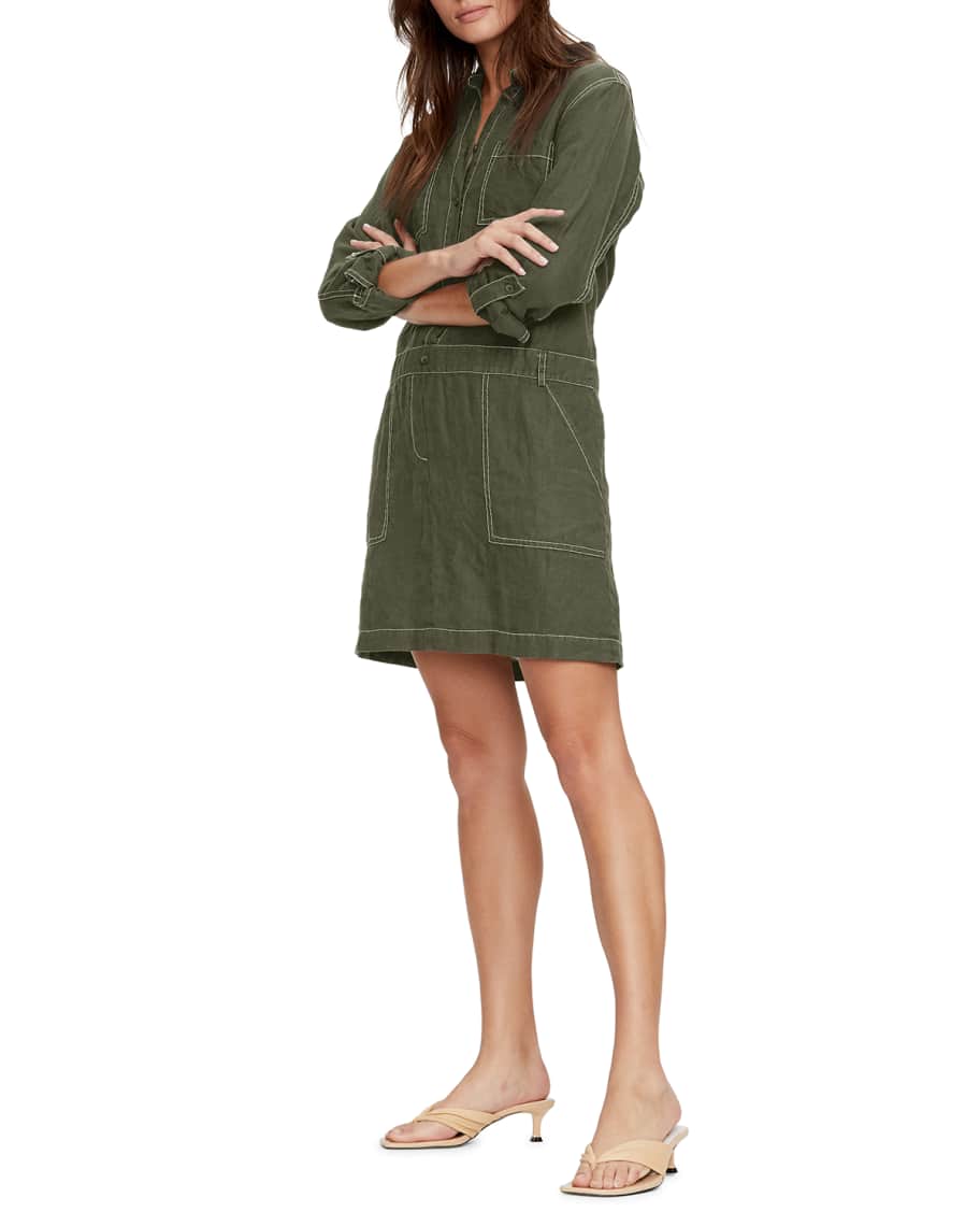 Michael Stars Pilar Shirt Dress w/ Contrast Stitching | Neiman Marcus