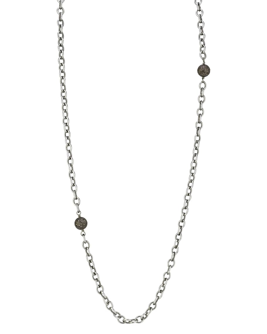 Sheryl Lowe Long Diamond Pave 2-Bead Necklace | Neiman Marcus