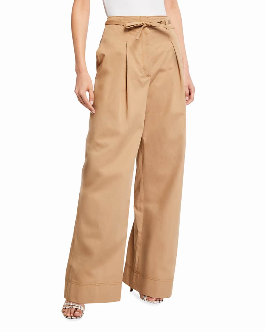 Cotton Twill Wide Leg Pants