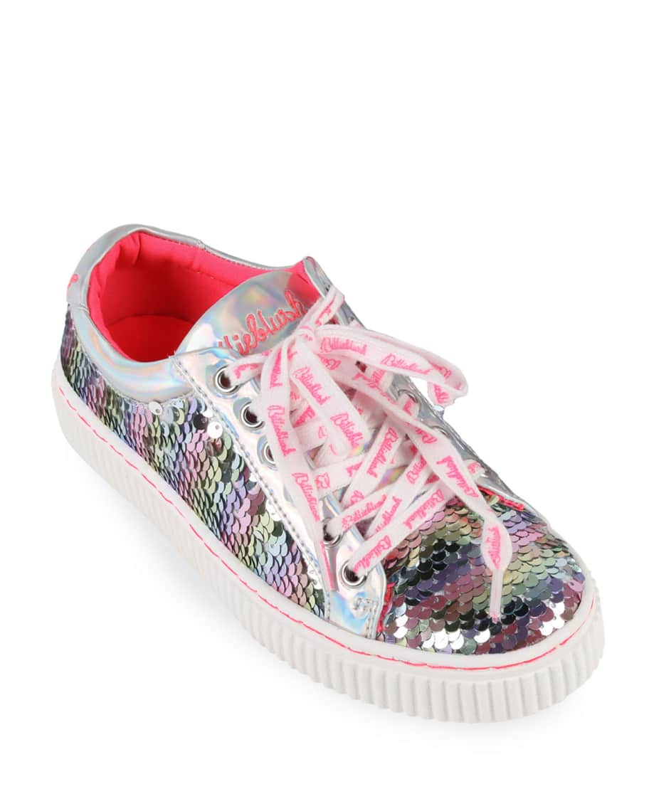 Billieblush Flip Sequin Lace-Up Sneakers, Marcus
