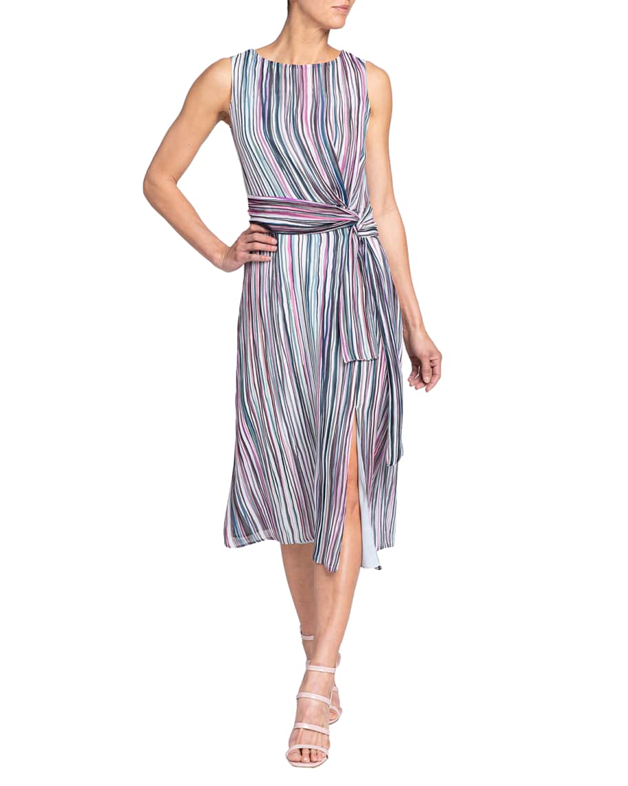 Santorelli Dori Brushstroke Sleeveless Dress | Neiman Marcus
