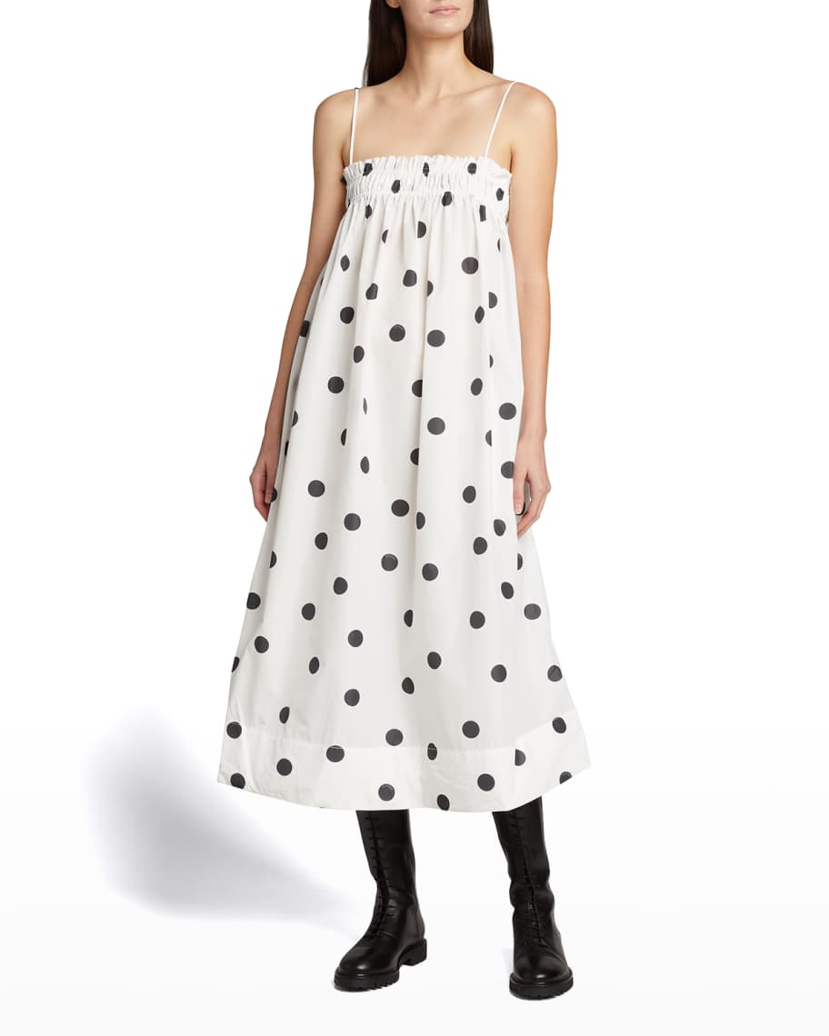 Ganni navy polka dot hot sale dress