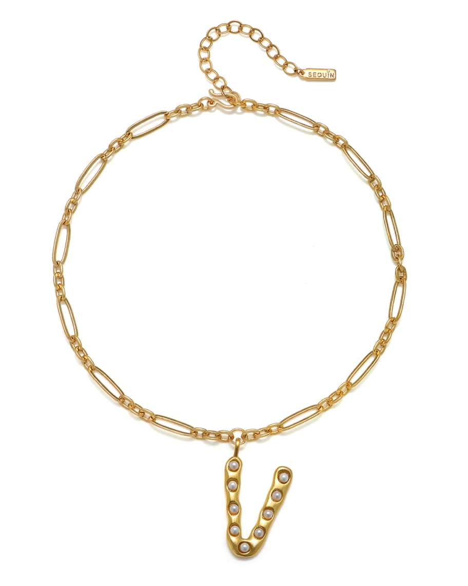 Sequin Simulated Pearl Initial Necklace Neiman Marcus