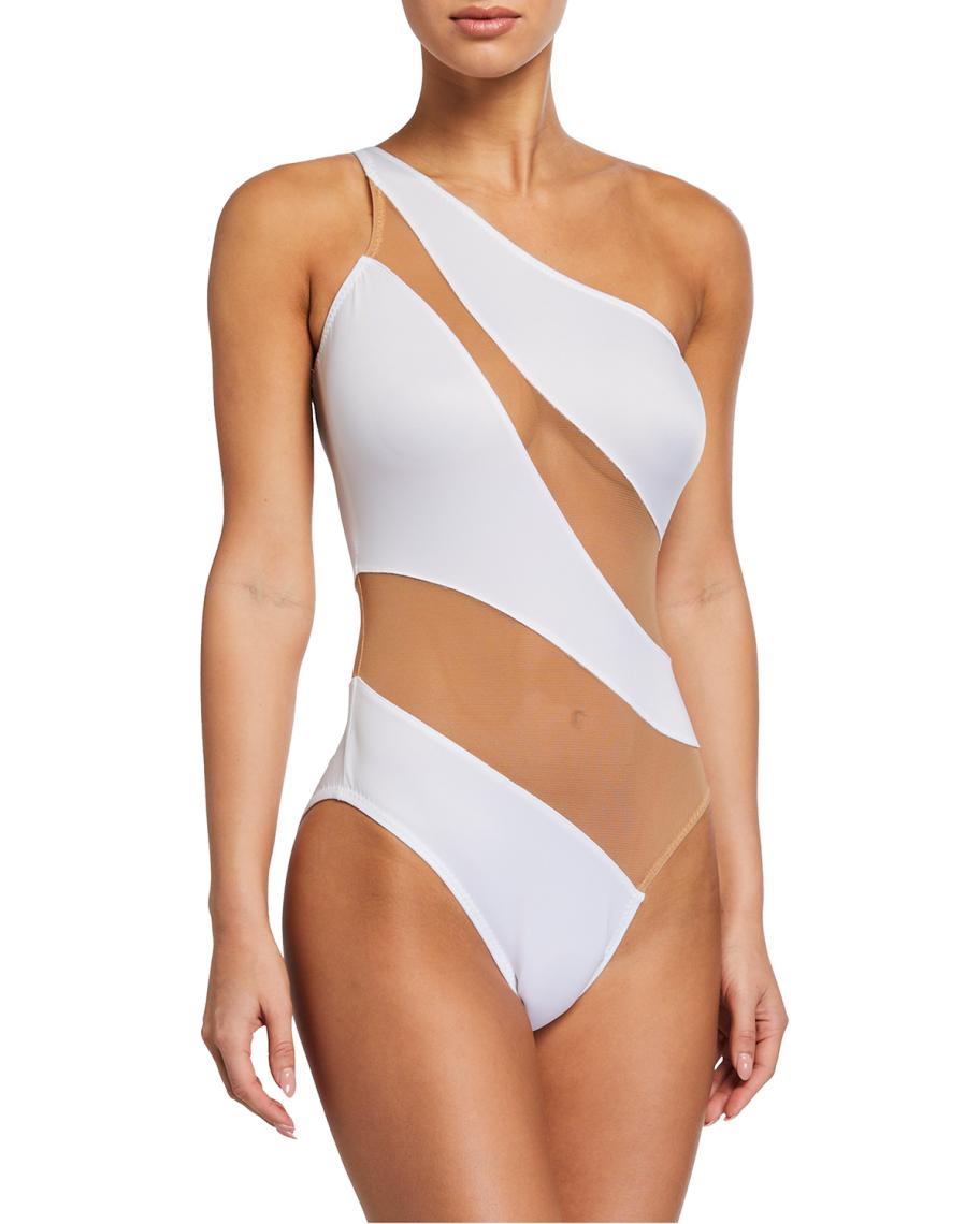 Norma Kamali Mio Snake Mesh One-Piece Swimsuit | Neiman Marcus