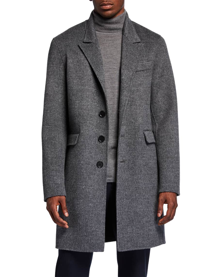 Vince Men s Plaid Knee Length Car Coat Neiman Marcus