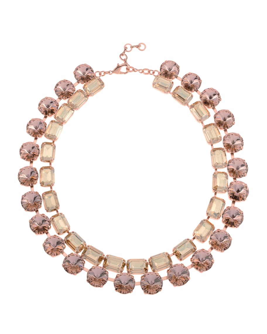 Rebekah Price Anna- Bella Crystal 2-Row Necklace, Rose Gold | Neiman Marcus