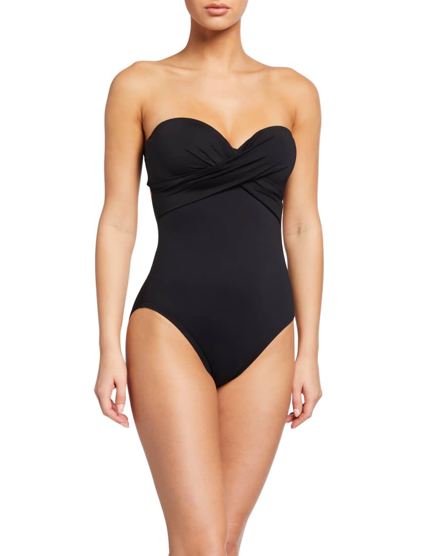 kate spade new york solid bandeau one-piece swimsuit | Neiman Marcus