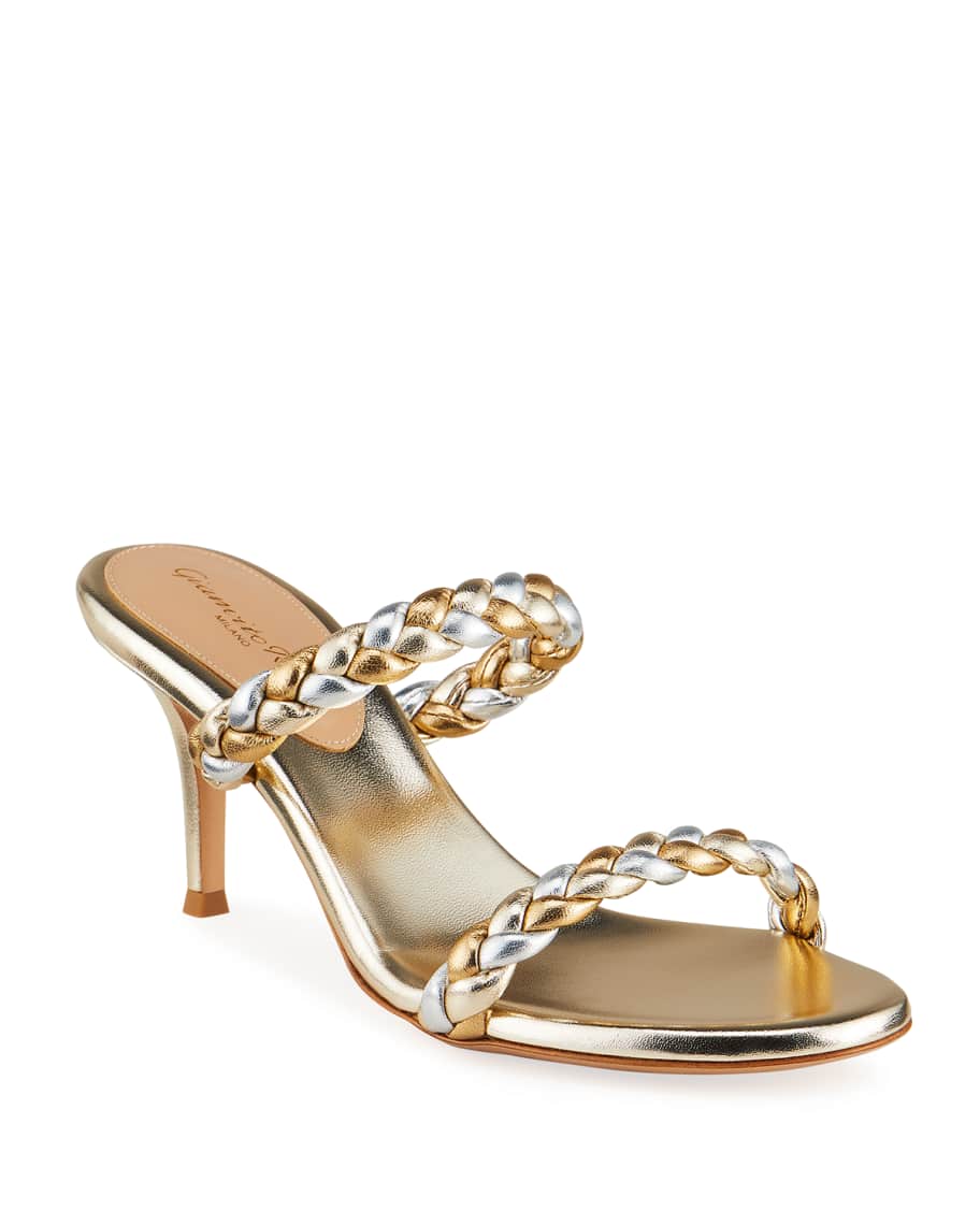 Gianvito rossi braided metallic leather sandals discount