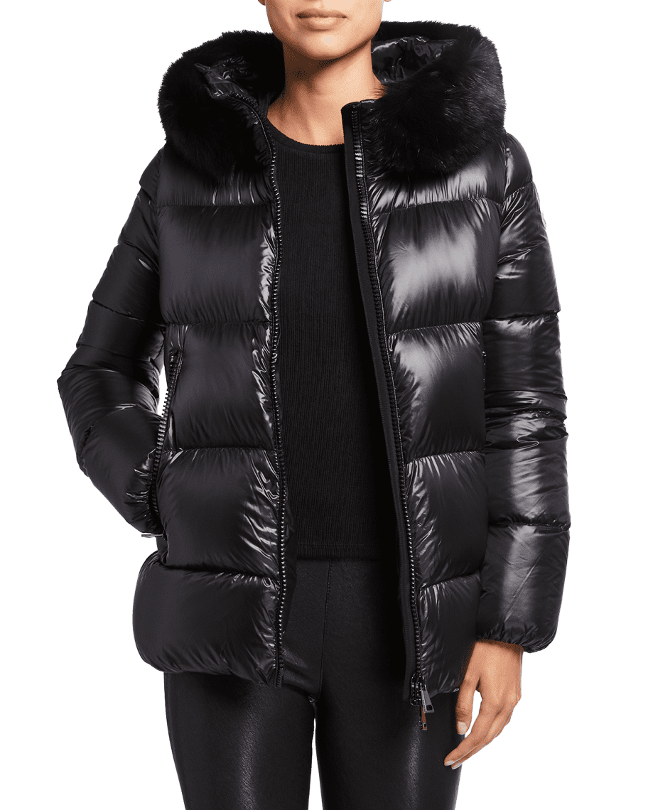 Moncler Serifur Fur Trim Nylon Jacket Neiman Marcus