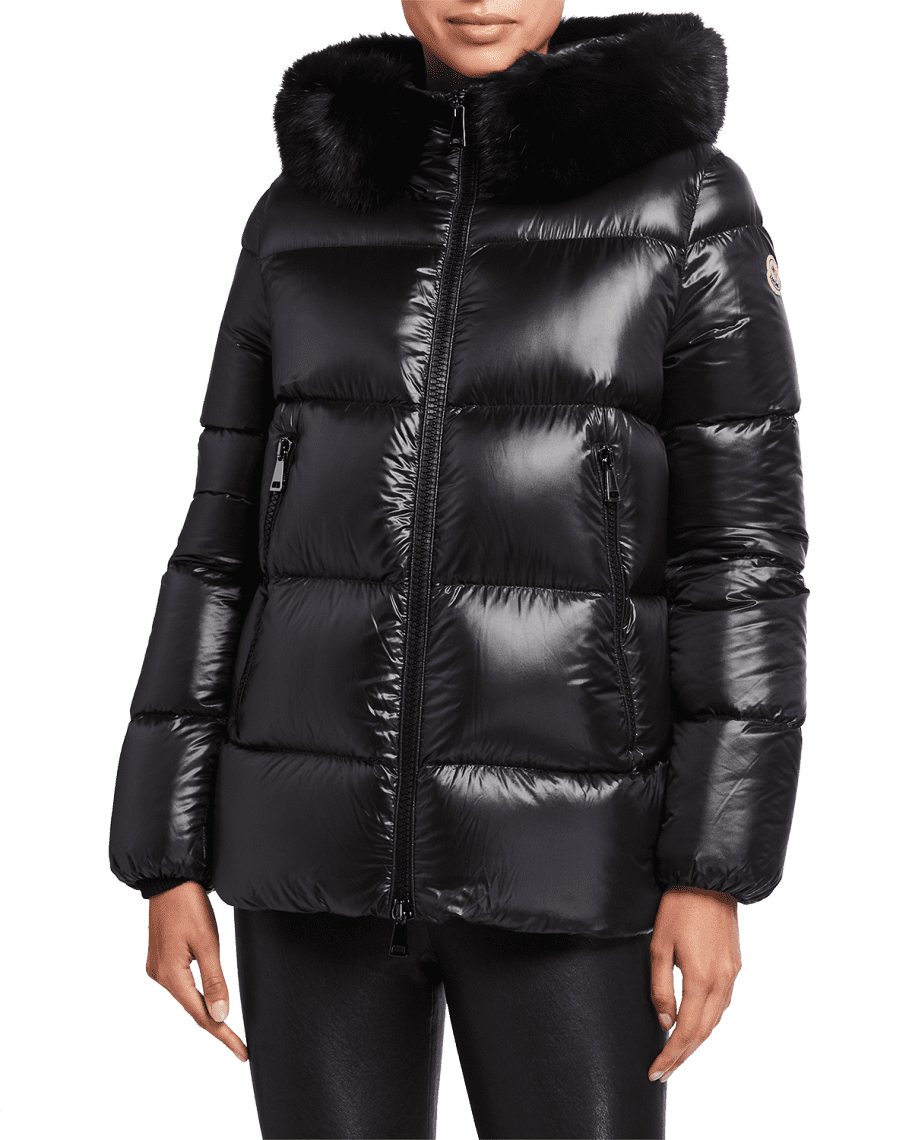 Moncler Serifur Fur-Trim Nylon Jacket | Neiman Marcus