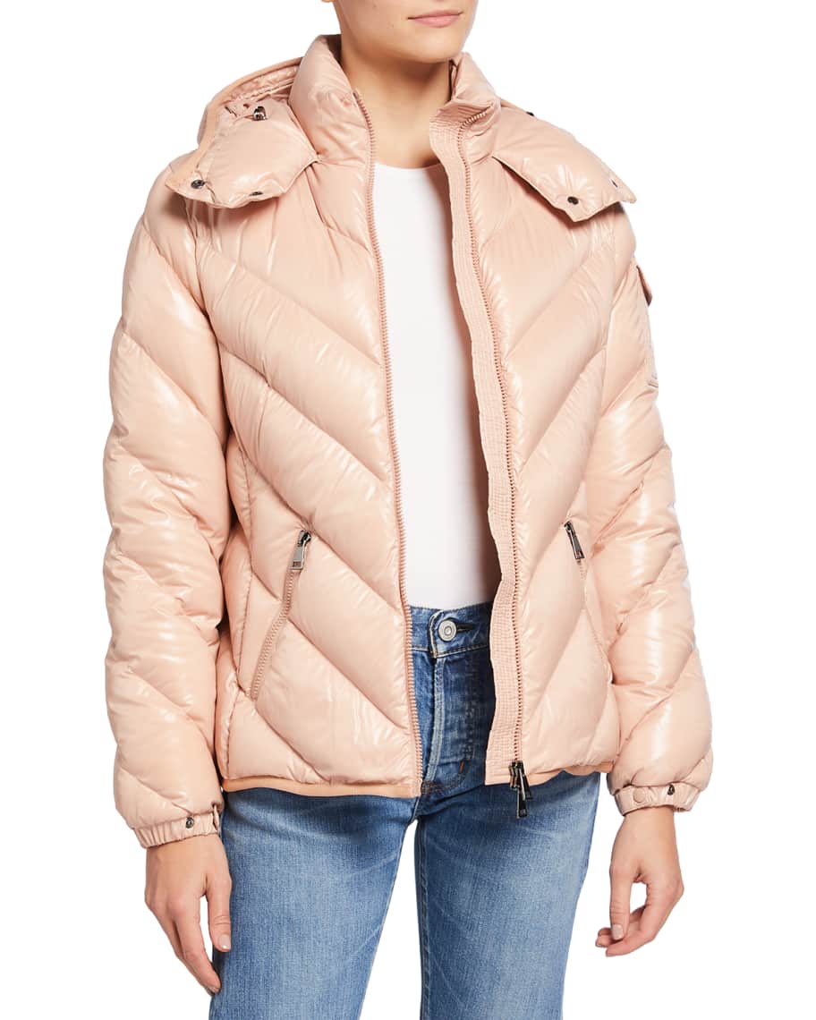 Moncler Brouel Chevron Nylon Laque Down Quilted Jacket with Attached ...