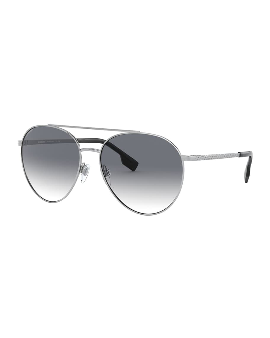 burberry check arm aviator sunglasses