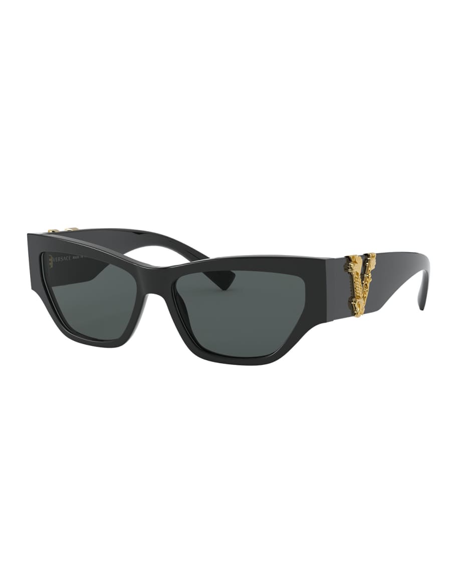 Versace Cat-Eye Acetate Sunglasses w/ V Temples | Neiman Marcus