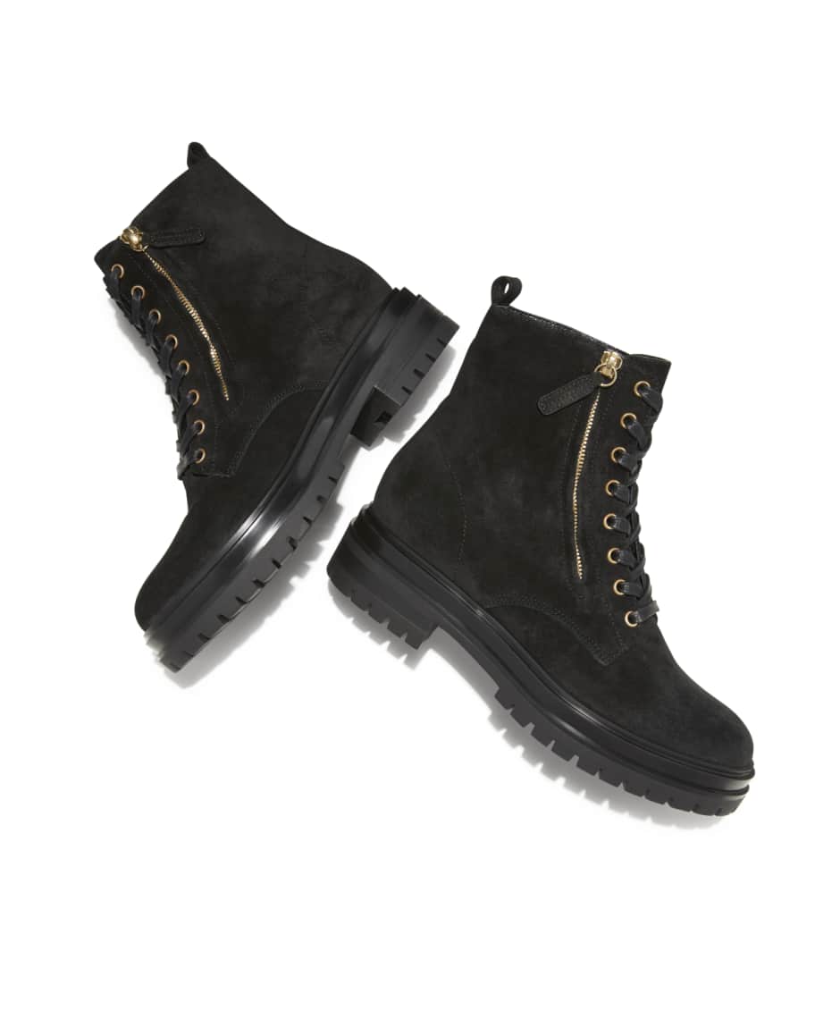gianvito rossi suede zip combat booties
