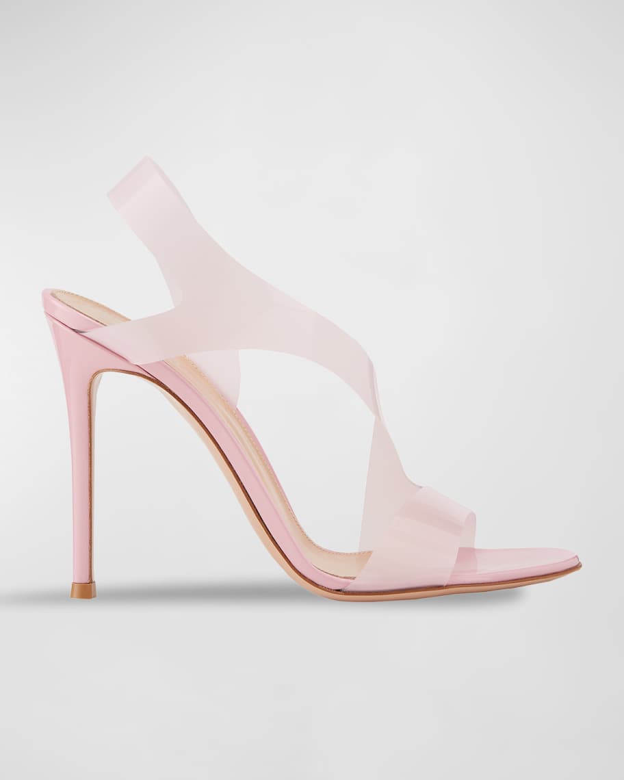 gianvito rossi asymmetric oil patent sandals