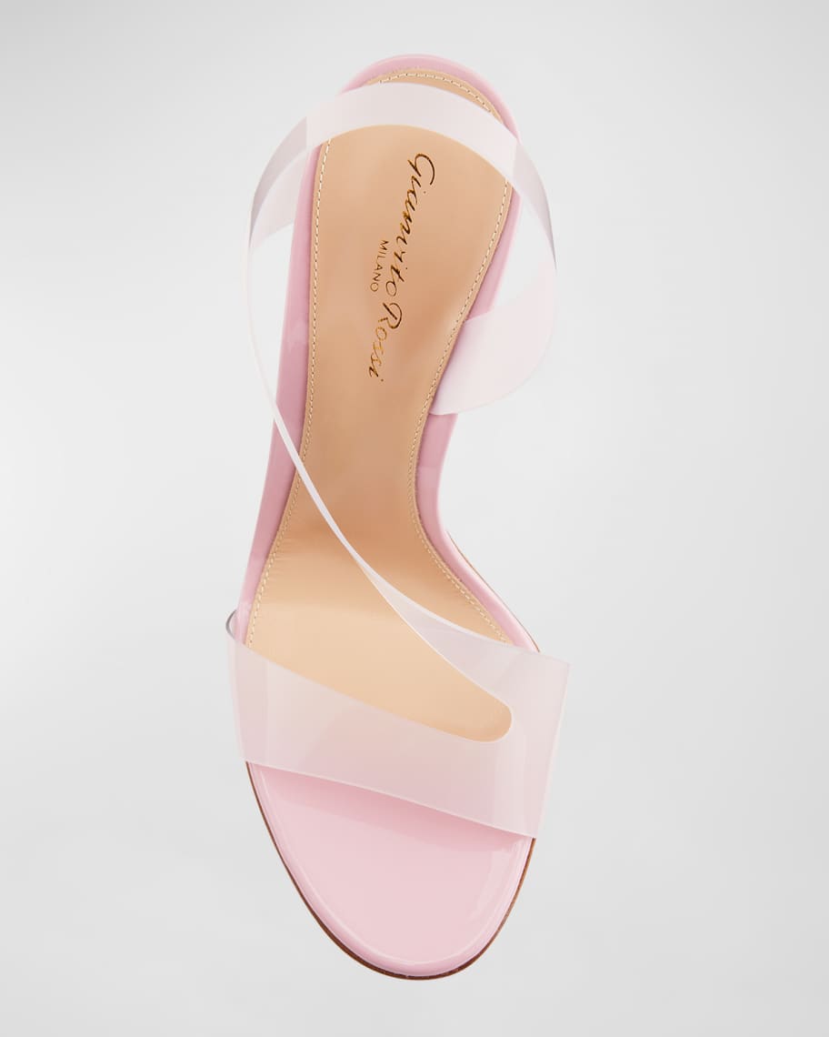 gianvito rossi asymmetric oil patent sandals