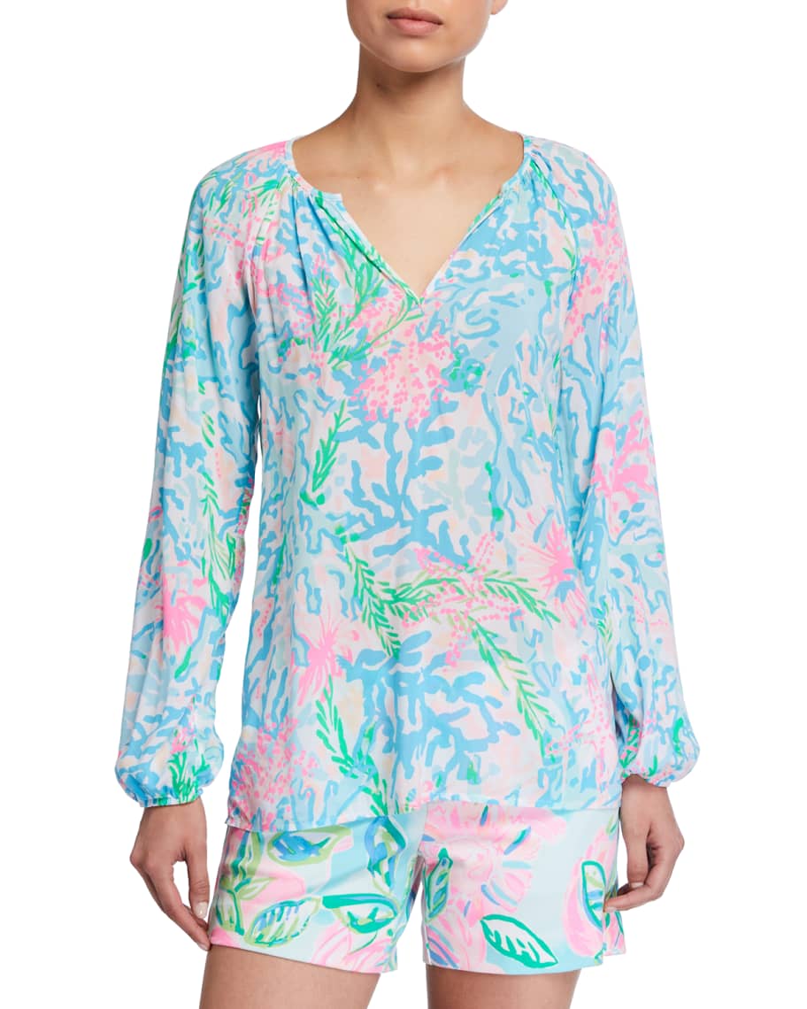 Lilly Pulitzer Willa Printed Long Sleeve Top Neiman Marcus
