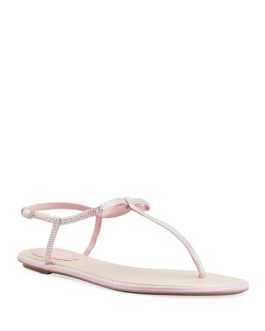 Rene Caovilla Flat Thong Sandals with Bow | Neiman Marcus