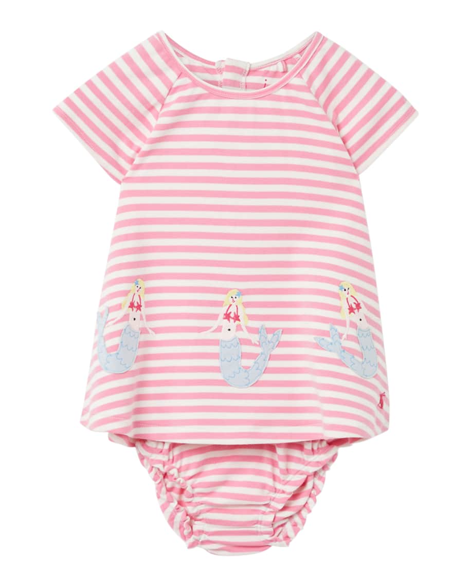 Joules Girl s Twiggy Mermaids Stripe Dress w Bloomers Size 6 24