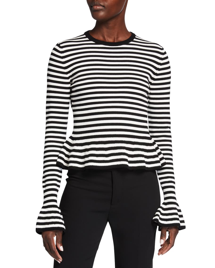 Max Mara Jerzu Striped Peplum Sweater | Neiman Marcus