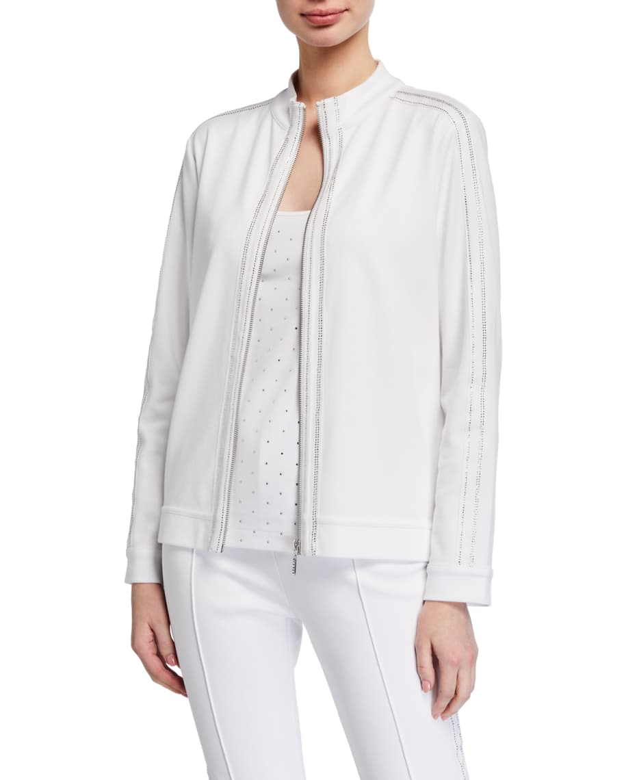 Joan Vass Petite Sparkle ZipFront Jacket Neiman Marcus
