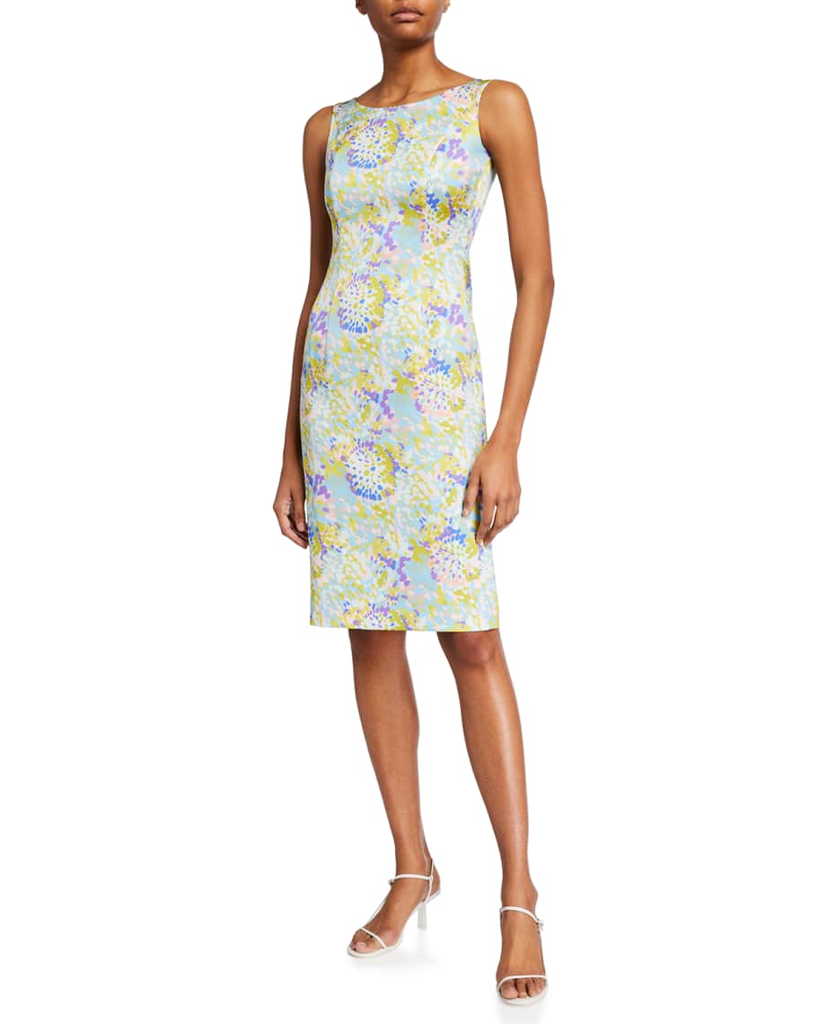 Escada Abstract Floral-Print Sheath Dress | Neiman Marcus