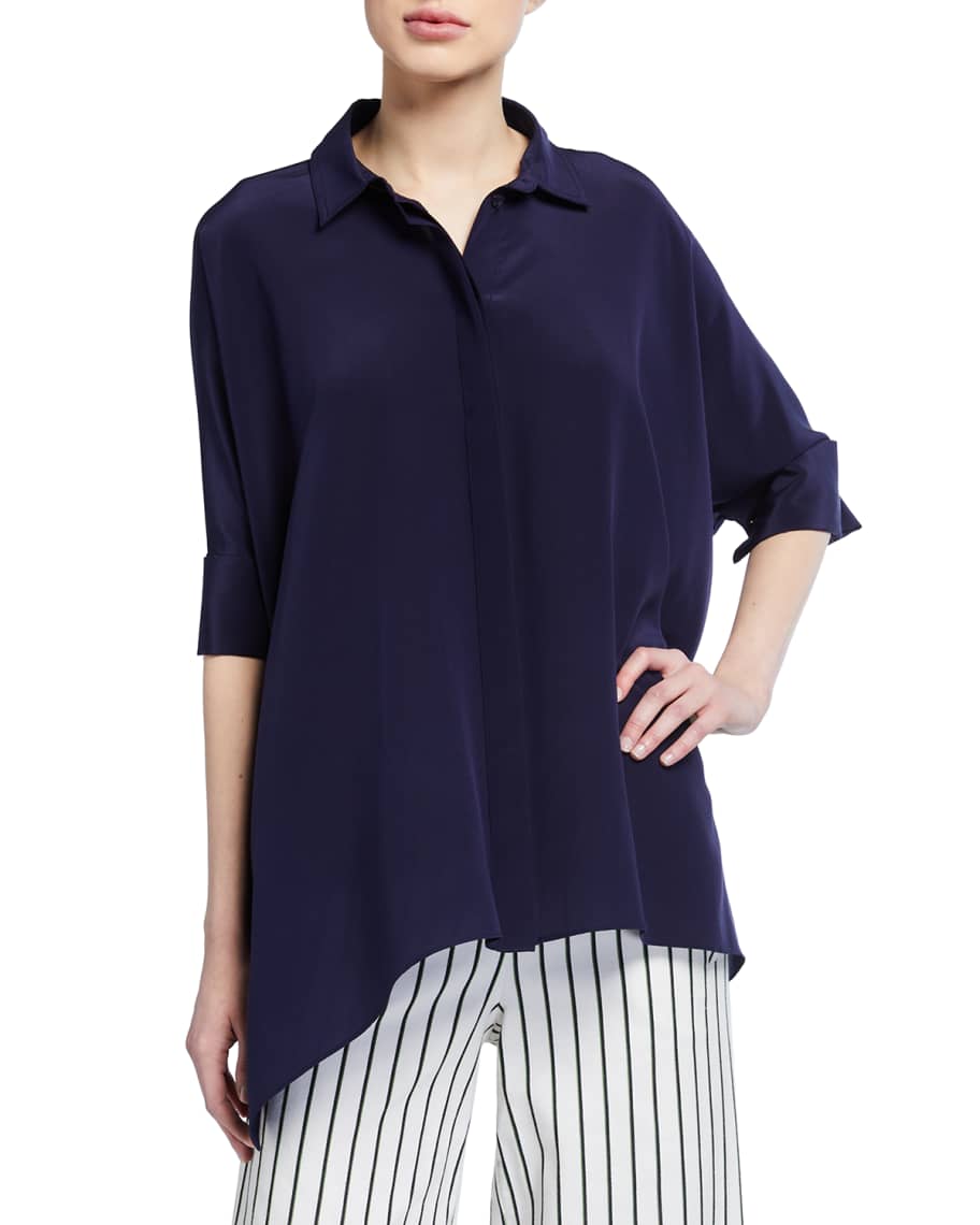 Trina Turk Barbados Oversized Collared Top Neiman Marcus