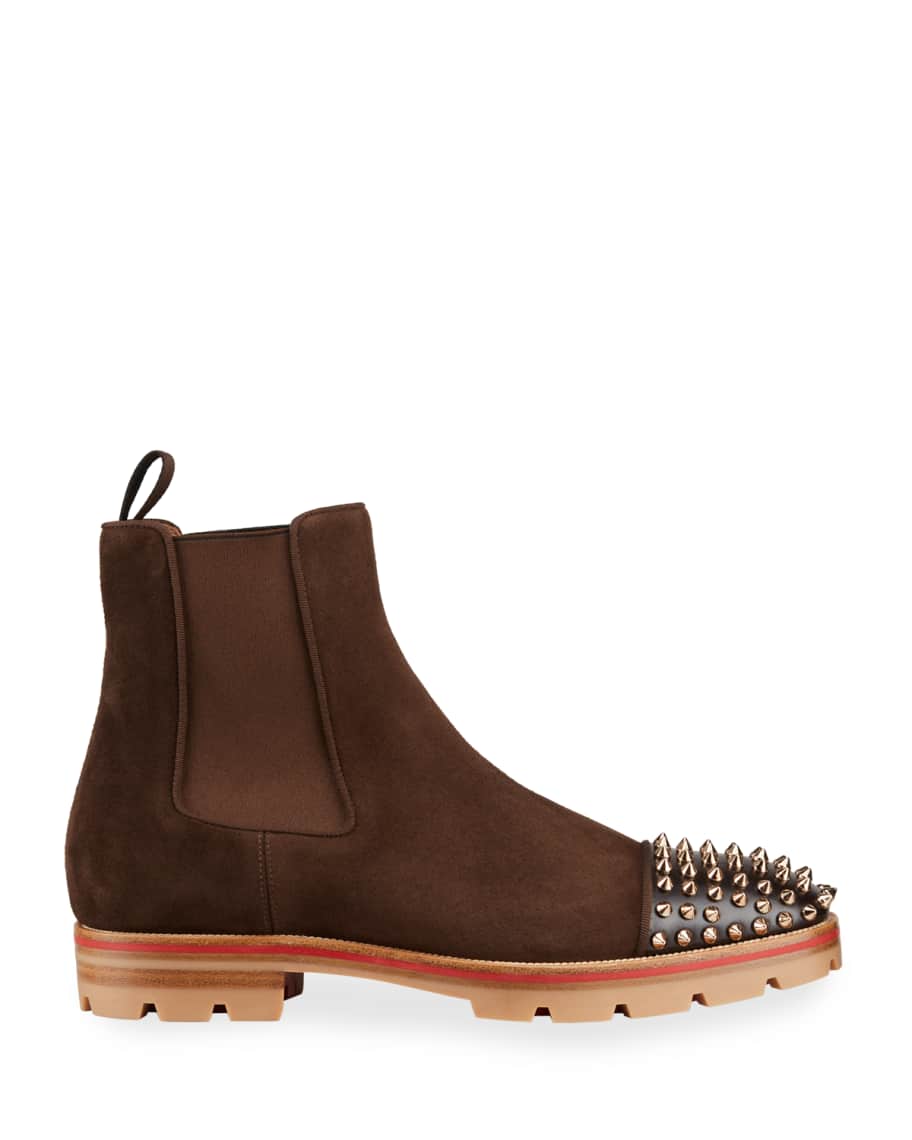 Christian Louboutin Men s Melon Spikes Red Sole Chelsea Boots Neiman Marcus