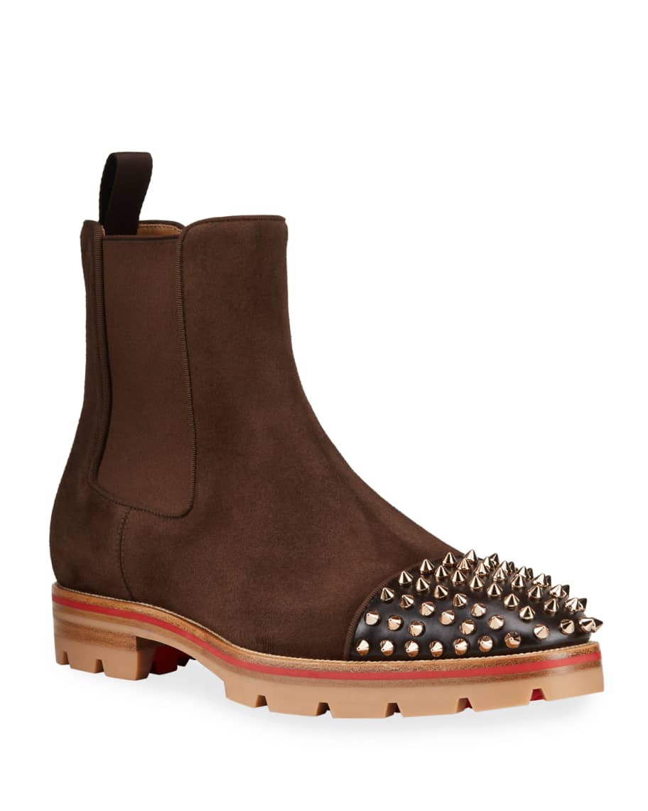 Christian Louboutin Men's Melon Spiked Chelsea Leather Boots