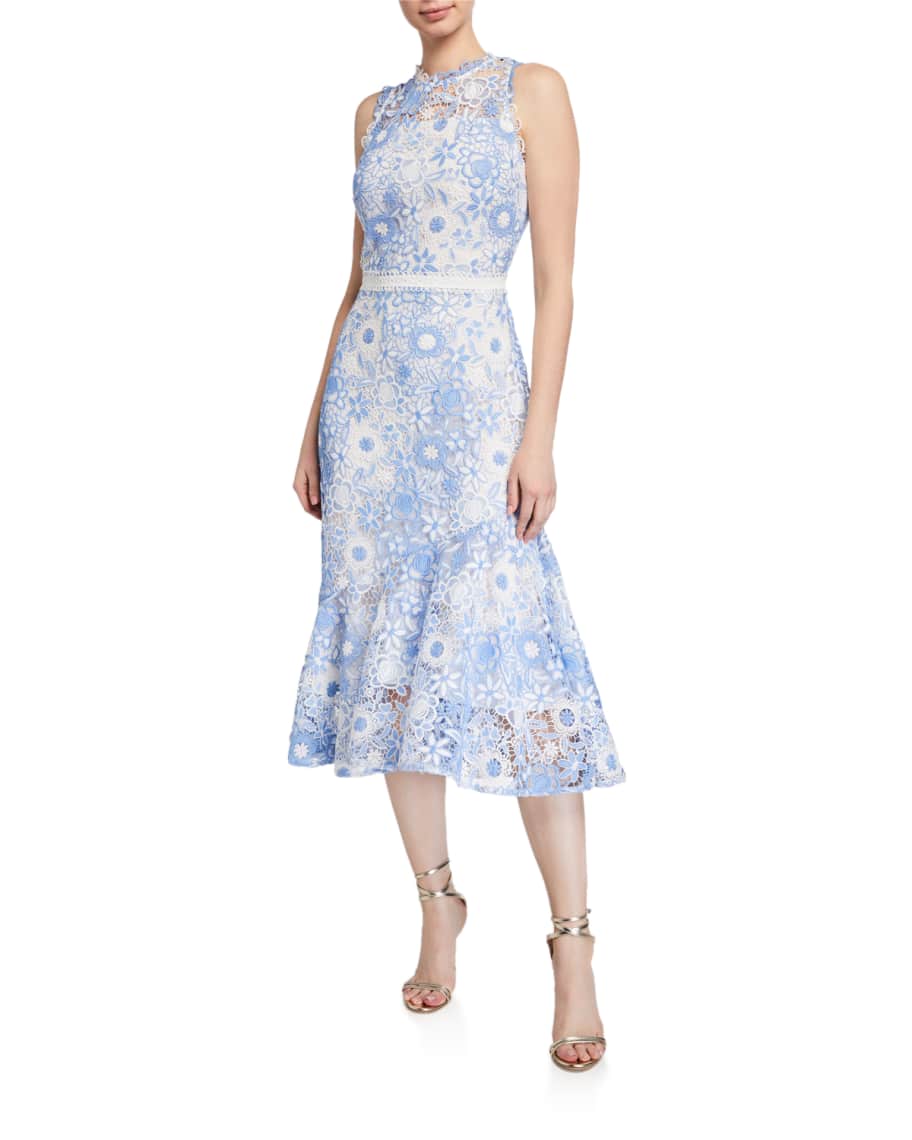 Shoshanna Anamaria Floral Lace Sleeveless Fit-&-Flare Dress | Neiman Marcus