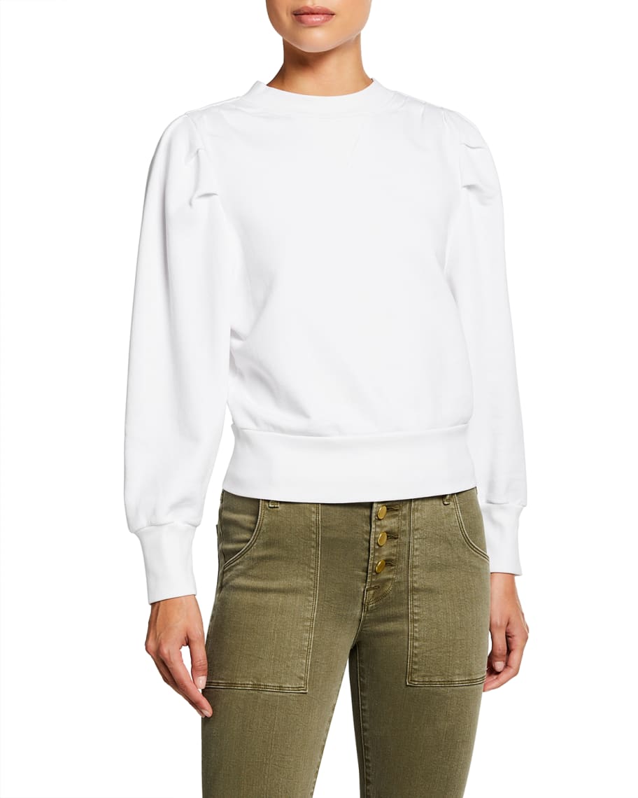 FRAME Shirred Cotton Sweatshirt | Neiman Marcus