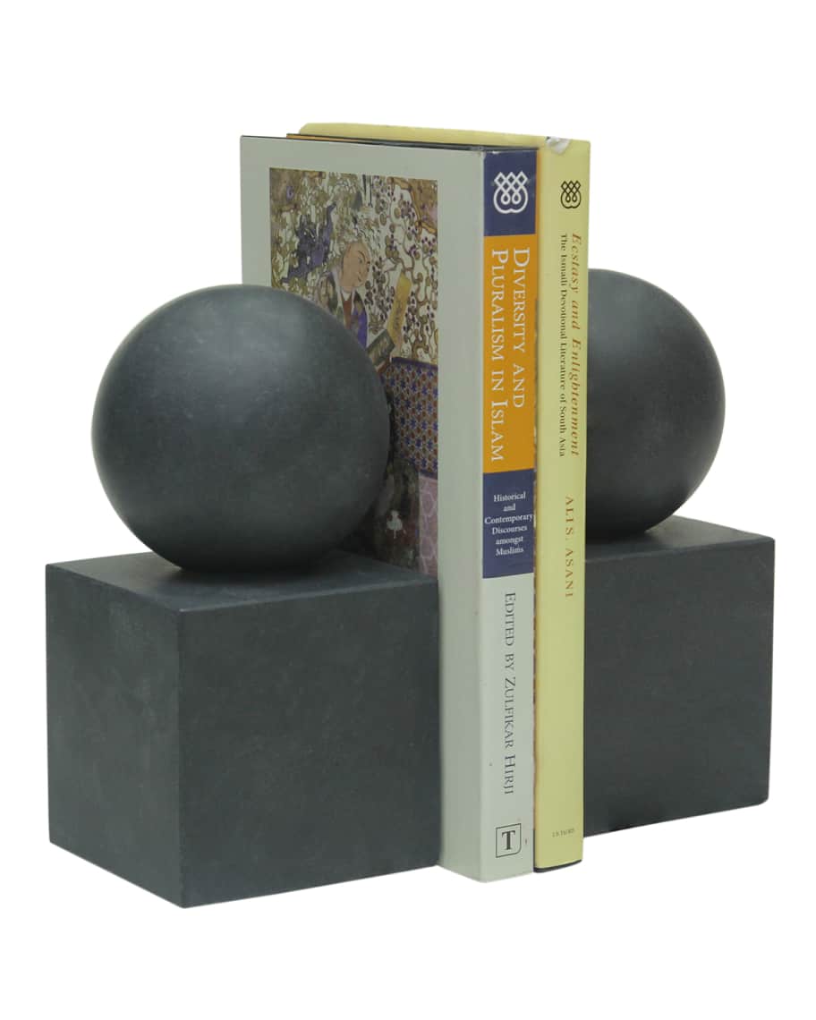 Marble Crafter Apollo Collection Ball On Cube Bookends | Neiman Marcus