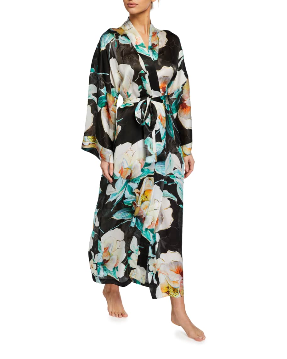 Christine Lingerie Ophelia Floral Print Long Robe | Neiman Marcus