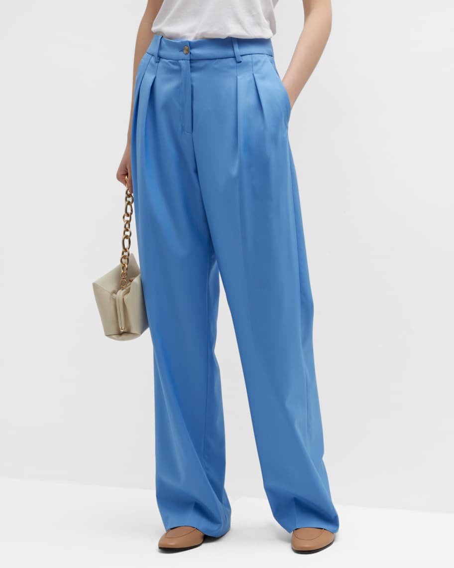 Loulou Studio Pleated Suiting Pants | Neiman Marcus