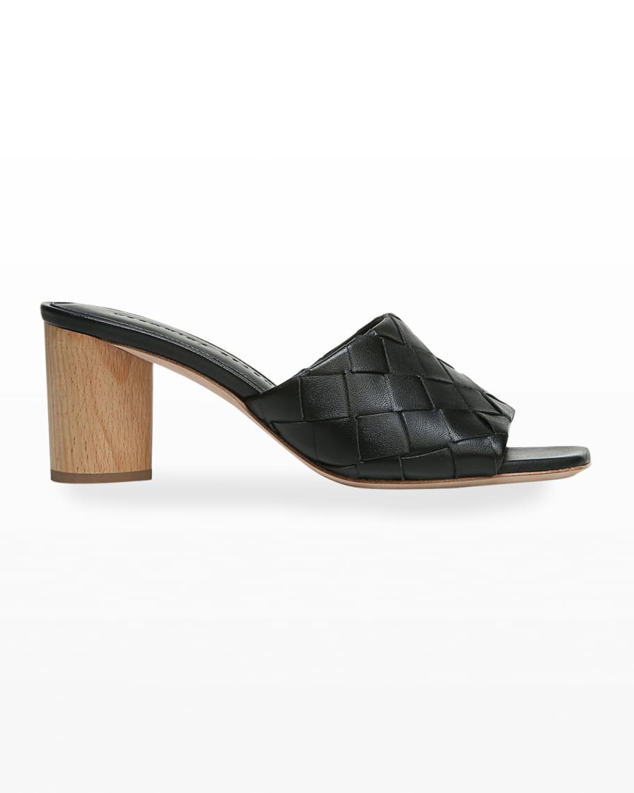 Veronica Beard Kiele Woven Napa Block-Heel Sandals | Neiman Marcus