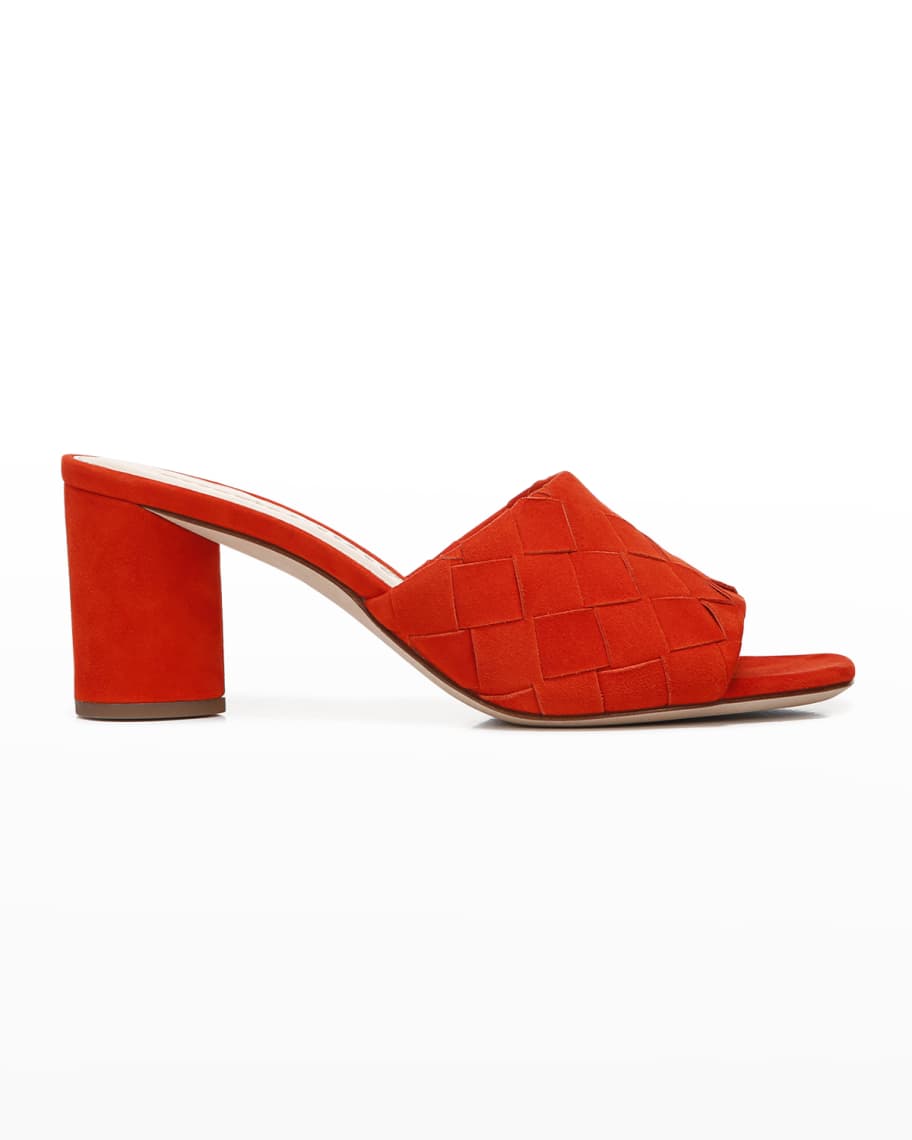 Veronica Beard Kiele Woven Napa Block-Heel Sandals | Neiman Marcus