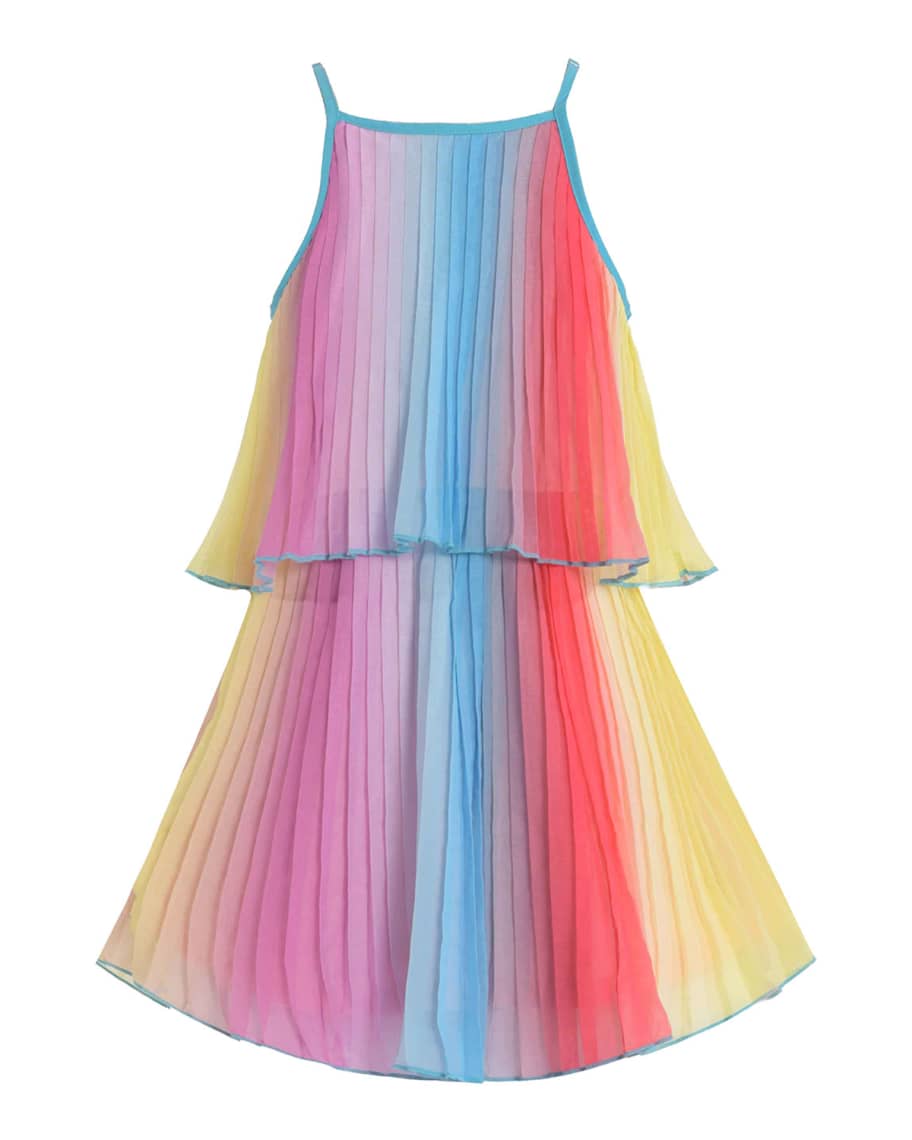 Hannah Banana Girl's Pleated Rainbow Stripe Popover Dress, Size 7-14 ...
