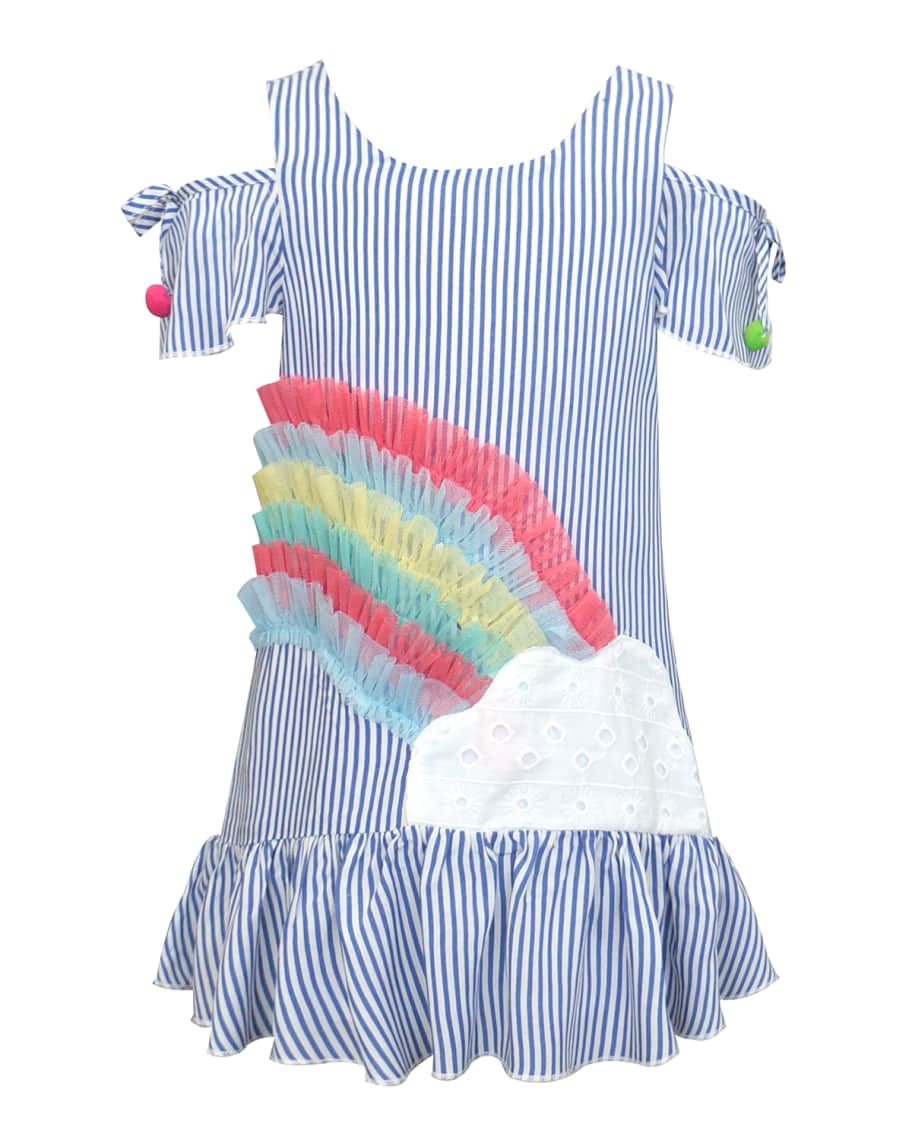 Hannah Banana Girl's Stripe 3D Rainbow Cloud Dress, Size 4-6X | Neiman ...