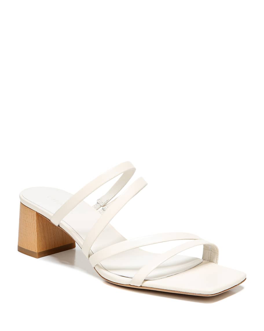 Vince Elita 50mm Strappy Leather Slide Sandals Neiman Marcus