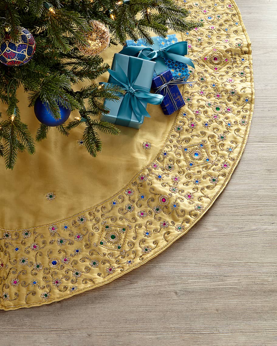 Sudha Pennathur Gold Beaded Christmas Tree Skirt Neiman Marcus