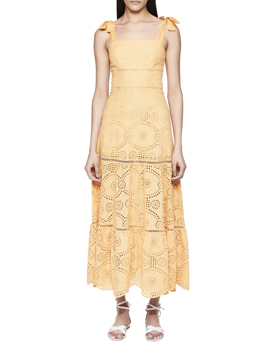 SIMKHAI Nicole Broderie Anglaise Midi Dress | Neiman Marcus