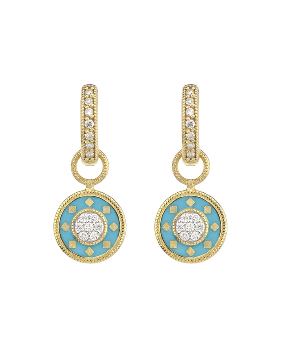Jude Frances Lisse Small Disc Ceramic Pave Earring Charms in Turquoise ...