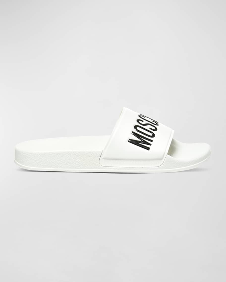 Moschino Men's Logo Pool Slide Sandals | Neiman Marcus