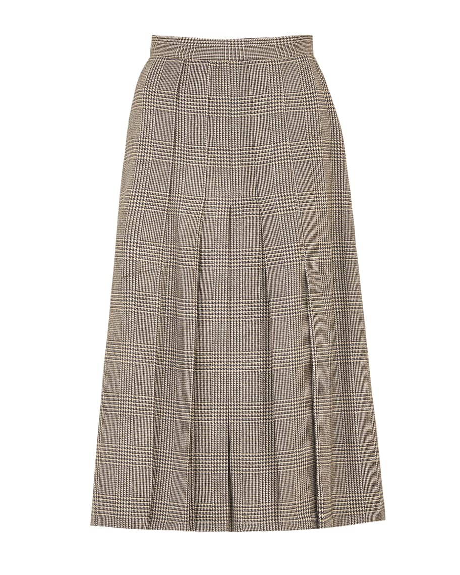 Giuliva Heritage Collection Glen-Checked Plisse Midi Skirt | Neiman Marcus