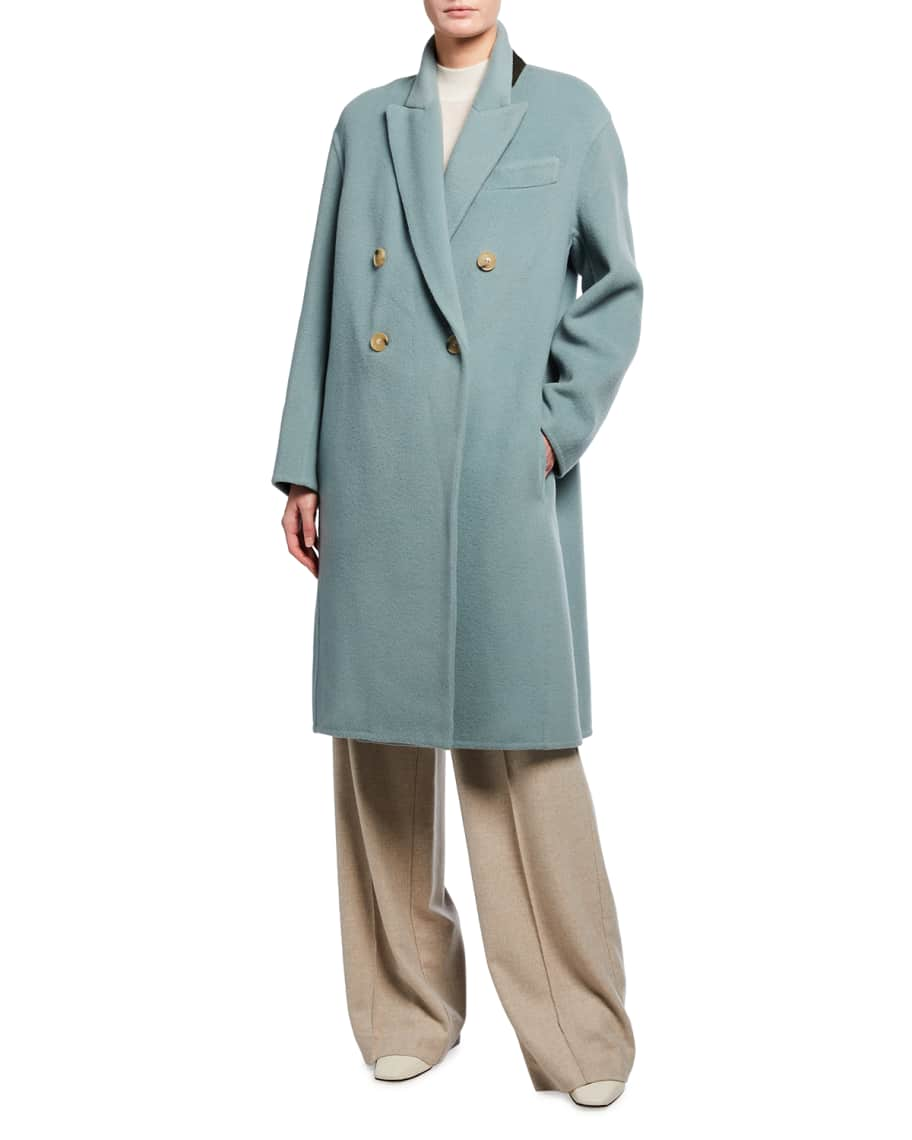 Vince Double-Breasted Oversized Wool-Blend Coat | Neiman Marcus