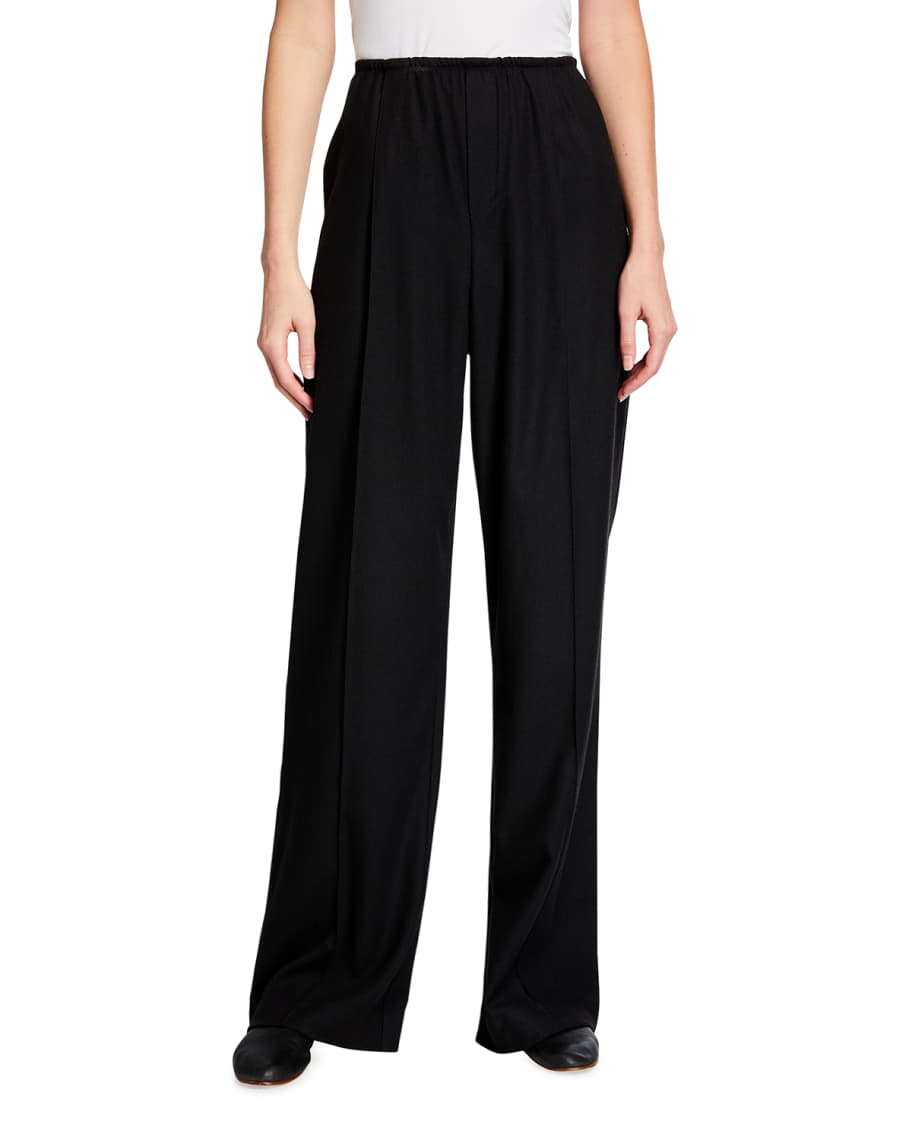 Vince Flannel Wide-Leg Pull-On Pants | Neiman Marcus