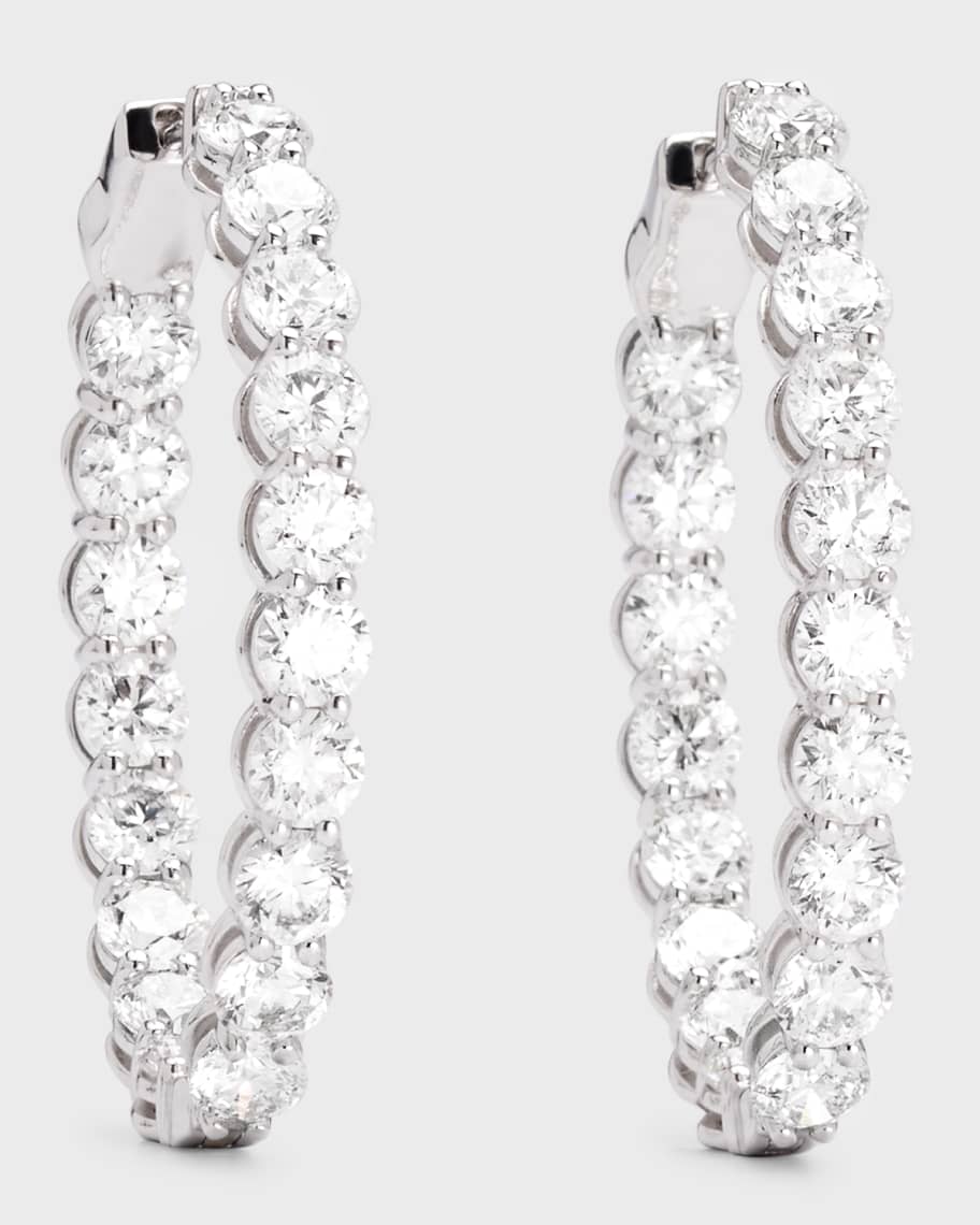 Neiman Marcus Diamonds 18K White Gold Oval Diamond Hoop Earrings, M Neiman Marcus