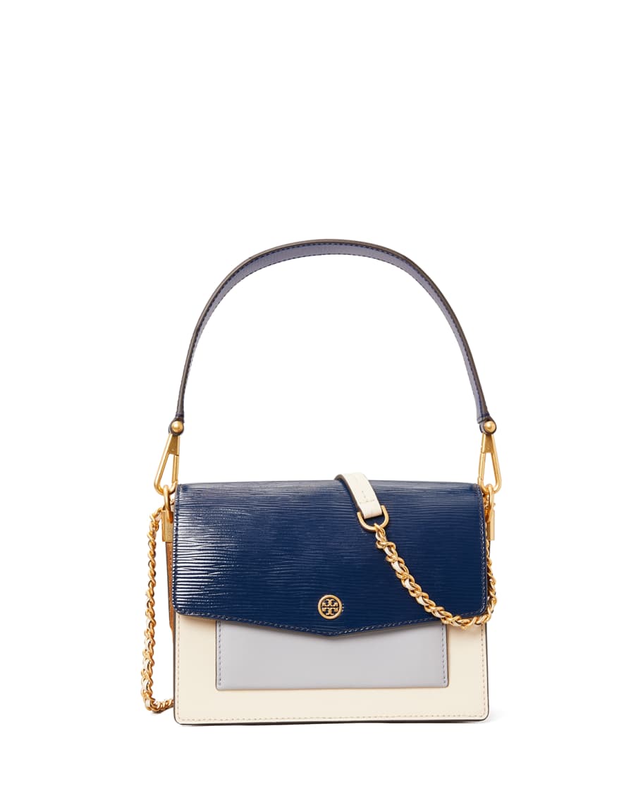 Tory Burch Robinson Colorblock Mixed Leather Shoulder Bag | Neiman Marcus