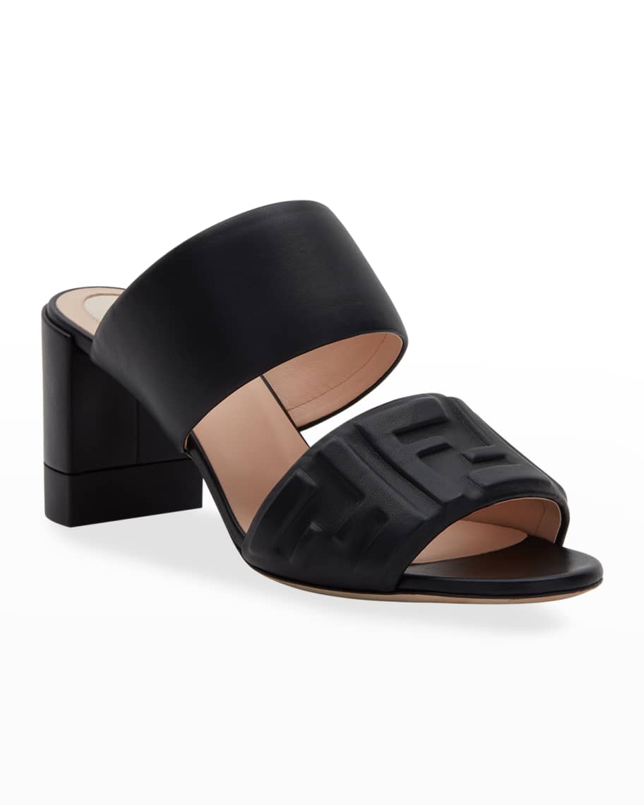 Fendi ff embossed leather sandals discount