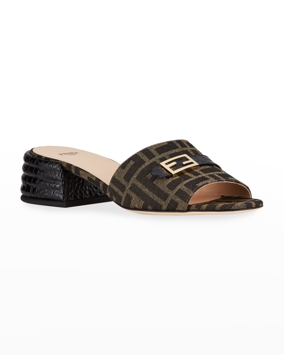 fendi leather mules with ff strap